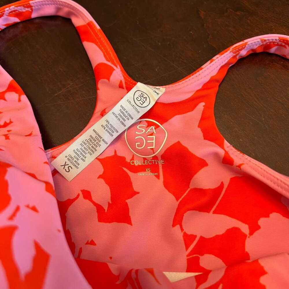Women’s Pink & Red Floral Bike Shorts Set - Breathable Activewear - Picture 5 of 11